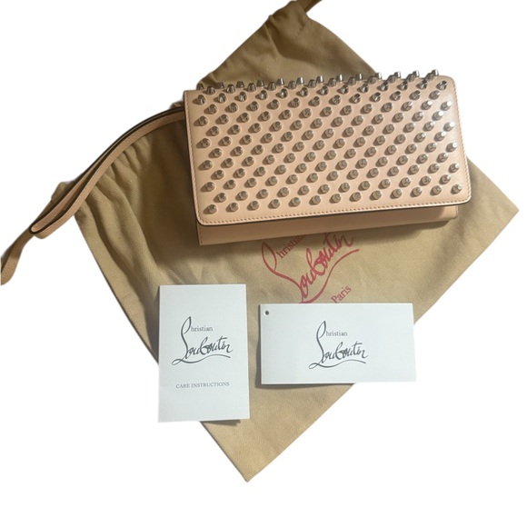 Christian Louboutin Macaron Wallet Calf Spikes Mystic Pink Gold - Picture 4 of 16